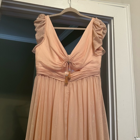 Max Duggal Metallic Ruched Cutout A Line Maxi Dress - Picture 7 of 9